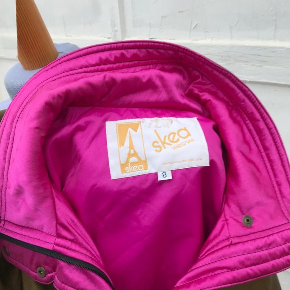 Skea Paris Vail Popover Anorak Ski Jacket Vintage 80s Metallic Olive & Pink - Picture 10 of 13